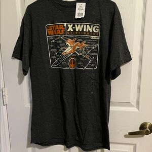 Kohl's Star Wars x-wing Charcoal Graphic Tee with White Tag Detail